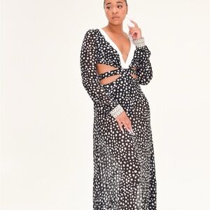 Elegant Black and White Polka Dot Dress